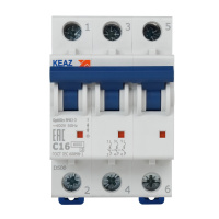 Выключатель автоматический трехполюсный 16А C 6кА AC OptiDin BM63-3C16-УХЛ3 КЭАЗ 260791