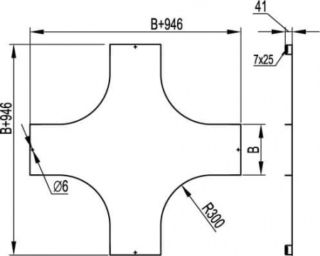 Ответвитель DPT T-образный горизонтальный 100х100 в комплекте с крепежными элементами и соединительными пластинами DKC 36161K