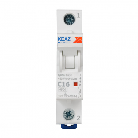 326794 Выключатель автоматический однополюсный 16А C 4.5кА AC OptiDin BM63-1C16-4.5-УХЛ3 КЭАЗ 