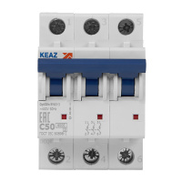 Выключатель автоматический трехполюсный 50А C 6кА AC OptiDin BM63-3C50-УХЛ3 КЭАЗ 260800