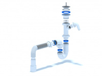 Сифон для мойки АНИ 1 1/2' x 40 прямоточный с отводом для стиральной машины с гибкой трубой 40х40/50 АНИ пласт D1015