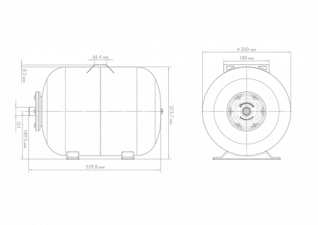 Гидроаккумулятор Г 50 ХИТ, горизонтальный, металлический фланец Джилекс 7108