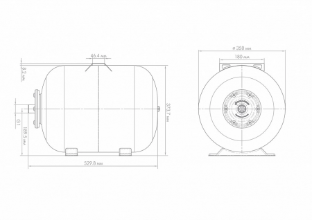 Гидроаккумулятор горизонтальный Г 50, металлический фланец Джилекс 7050