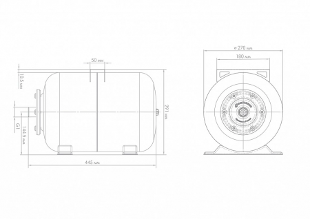 Гидроаккумулятор Г 24 ХИТ, горизонтальный, металлический фланец Джилекс 7107