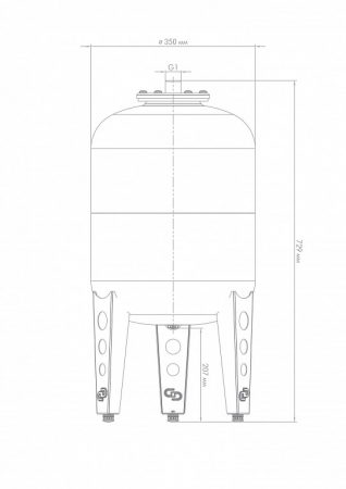 Бак расширительный В 50, металлический фланец Джилекс 7750