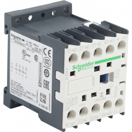 CA3KN22BD3 Реле промежуточное 2НО+2НЗ 24В DC встроенный ограничитель Schneider Electric 