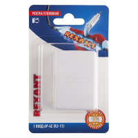 Розетка телефонная на стену. 1 вход 6Р-4С (RJ-11), REXANT 06-0100-B