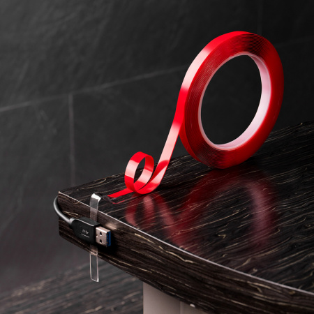 Двухсторонний скотч, прозрачный, на акриловой основе, 9 мм, ролик 5 м REXANT 09-6509