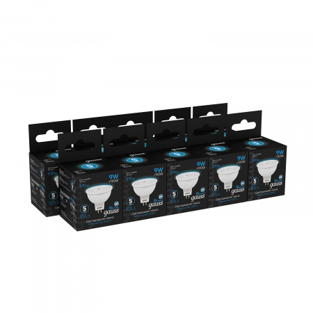 Лампа светодиодная LED 9 Вт 830 лм 6500К AC150-265В GU5.3 софит MR16 холодная Black GAUSS 101505309