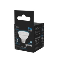 Лампа светодиодная LED 9 Вт 830 лм 6500К AC150-265В GU5.3 софит MR16 холодная Black GAUSS 101505309