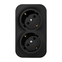 Розеточный блок двойной (розетка двойная) с       заземлением -Legrand Quteo - с предварительным    подключением со шторками IP20 16А 250В винтовые   зажимы накладной монтаж - чёрный матовый 782475