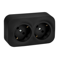 Розеточный блок двойной (розетка двойная) с       заземлением -Legrand Quteo - с предварительным    подключением без шторок IP 20 16А 250В винтовые   зажимы накладной монтаж - чёрный матовый 782470