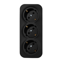 Розеточный блок тройной (розетка тройная) с       заземлением -Legrand Quteo - с предварительным    подключением со шторками IP20 16А 250В винтовые   зажимы накладной монтаж - чёрный матовый 782473