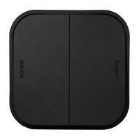Выключатель двухклавишный - Legrand Quteo - IP20 10А 250В винтовые зажимы накладной монтаж - чёрный матовый 782474
