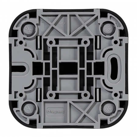 782474 Выключатель двухклавишный - Legrand Quteo - IP20 10А 250В винтовые зажимы накладной монтаж - чёрный матовый 