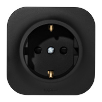 Розетка с заземлением - Legrand Quteo - со шторками IP20 16А 250В винтовые зажимы накладной монтаж - чёрный матовый 782476