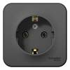 BLANCA Розетка наружная с заземлением без шторок с изолирующей пластиной, 16А, 250В, антрацит Systeme Electric BLNRA010116