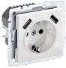 BRITE Розетка 1 пост с заземлением с защитными шторками 16А с USB A+A 5В 3.1А РЮш10-2-БрБ белый IEK BR-R14-16-U21-D31-K01