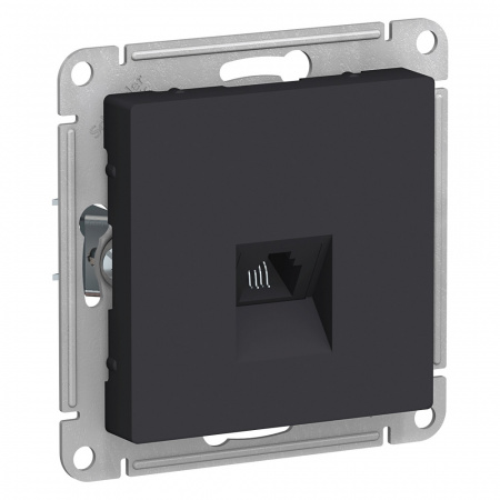 Розетка ATLASDESIGN телефонная RJ11 механизм карбон Systeme Electric ATN001081