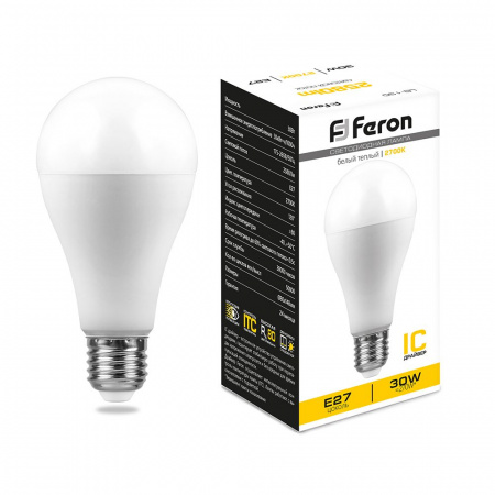 Лампа светодиодная LED 30вт Е27 теплый FERON LB-130 38194