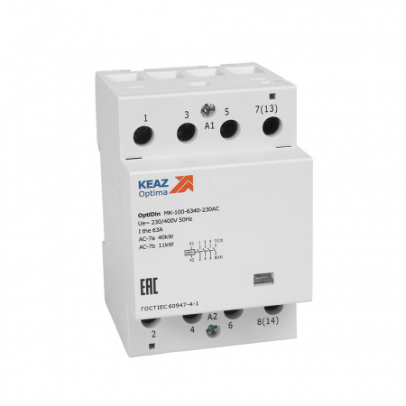 Контактор 230В AC 4НО 63А OptiDin MK-100-6340-230AC КЭАЗ 321191