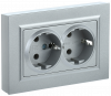 BRITE Розетка двойная с заземлением без защитных шторок 16А в сборе РС12-3-БрС сталь IEK BR-R21-16-K46-F