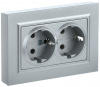 BRITE Розетка двойная с заземлением с защитными шторками 16А в сборе РСш12-3-БрС сталь IEK BR-R24-16-K46-F