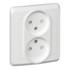 ЭТЮД Розетка двойная скрытая без заземления со шторками белая Systeme Electric PC16-006B