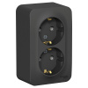 BLANCA розетка наружная двойная с заземлением без шторок с изолирующей пластиной, 16А, 250В, антрацит Systeme Electric BLNRA010216