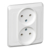 ЭТЮД Розетка двойная скрытая без заземления без шторок белая Systeme Electric PC16-005B