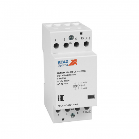Контактор 230В AC 4НО 25А OptiDin MK-100-2540-230AC КЭАЗ 321147