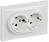 BRITE Розетка двойная с заземлением без защитных шторок 16А в сборе РС12-3-БрБ белый IEK BR-R21-16-K01-F