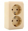 ЭТЮД Розетка двойная наружная с заземлением без шторок бежевая Systeme Electric PA16-007K