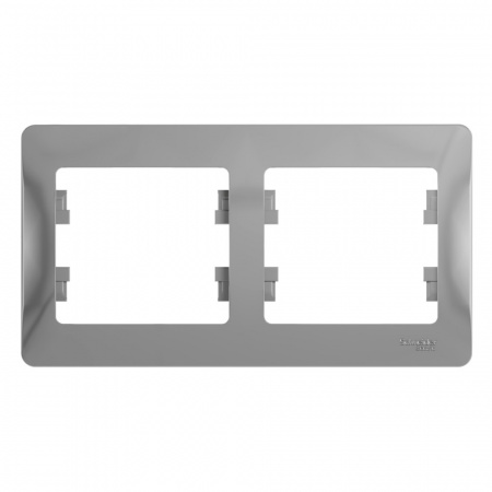 GLOSSA Рамка горизонтальная 2 поста алюминий Systeme Electric GSL000302