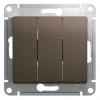 GLOSSA Выключатель трехклавишный схема 3 шоколад в рамку Systeme Electric GSL000831