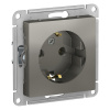 Розетка ATLASDESIGN с заземлением 16А механизм сталь Systeme Electric ATN000943