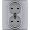 Розетка 2 x 2К+З немецкий стандарт 16 А 250 В~ INSPIRIA алюминий Legrand 673752