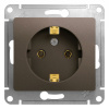 GLOSSA Розетка с заземлением шоколад в рамку Systeme Electric GSL000843