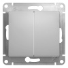 GLOSSA Выключатель двухклавишный в рамку алюминий сх.5 Systeme Electric GSL000351