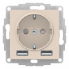 РОЗЕТКА ATLASDESIGN 16А c 2 USB A+A, 5В/2.4А. 2х5В/1.2А. механизм, БЕЖЕВЫЙ Systeme Electric ATN000230