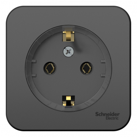 Розетка BLANCA наружная, с заземлением, без шторок, (тонкая), с изолирующей пластиной 16А, 250В, антрацит Systeme Electric BLNRA110116