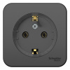 Розетка BLANCA наружная, с заземлением, без шторок, (тонкая), с изолирующей пластиной 16А, 250В, антрацит Systeme Electric BLNRA110116