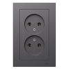 ATLASDESIGN РОЗЕТКА двойная без заземления,16А, в сборе, БАЗАЛЬТ Systeme Electric ATN001420