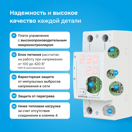 Многофункциональное реле Welrok VIP-63 red Вэлрок 4660251140342