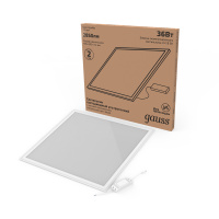 Светильник светодиодный ДВО 36 Вт 4000К 2850 лм 180-260В IP40 595х595х7мм Алюминий матовый опал утратонкий с равномерной засветкой драйвер в комлекте Офис Gauss GAUSS 145024236