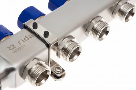 088U0973R Коллекторная группа SSM-3R set 3 контура 1' x 3/4' с термостатическими клапанами и кронштейнами Ридан 