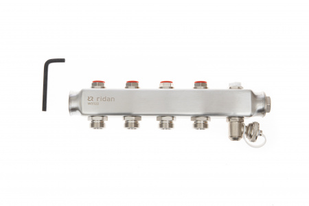 088U0973R Коллекторная группа SSM-3R set 3 контура 1' x 3/4' с термостатическими клапанами и кронштейнами Ридан 