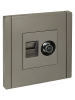 FORTE&PIANO Розетка двойная TV+RJ45 кат.5E FP536 сталь IEK FP-AK20-1-K46