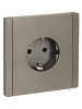 FORTE&PIANO Розетка 1-местная с заземлением с защитными шторками безвинтовое крепление 16А FP513 сталь IEK FP-R14-16-1-K46