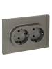 FORTE&PIANO Розетка 2-местная с заземлением с защитными шторками безвинтовое крепление 16А FP523 сталь IEK FP-R24-16-1-K46